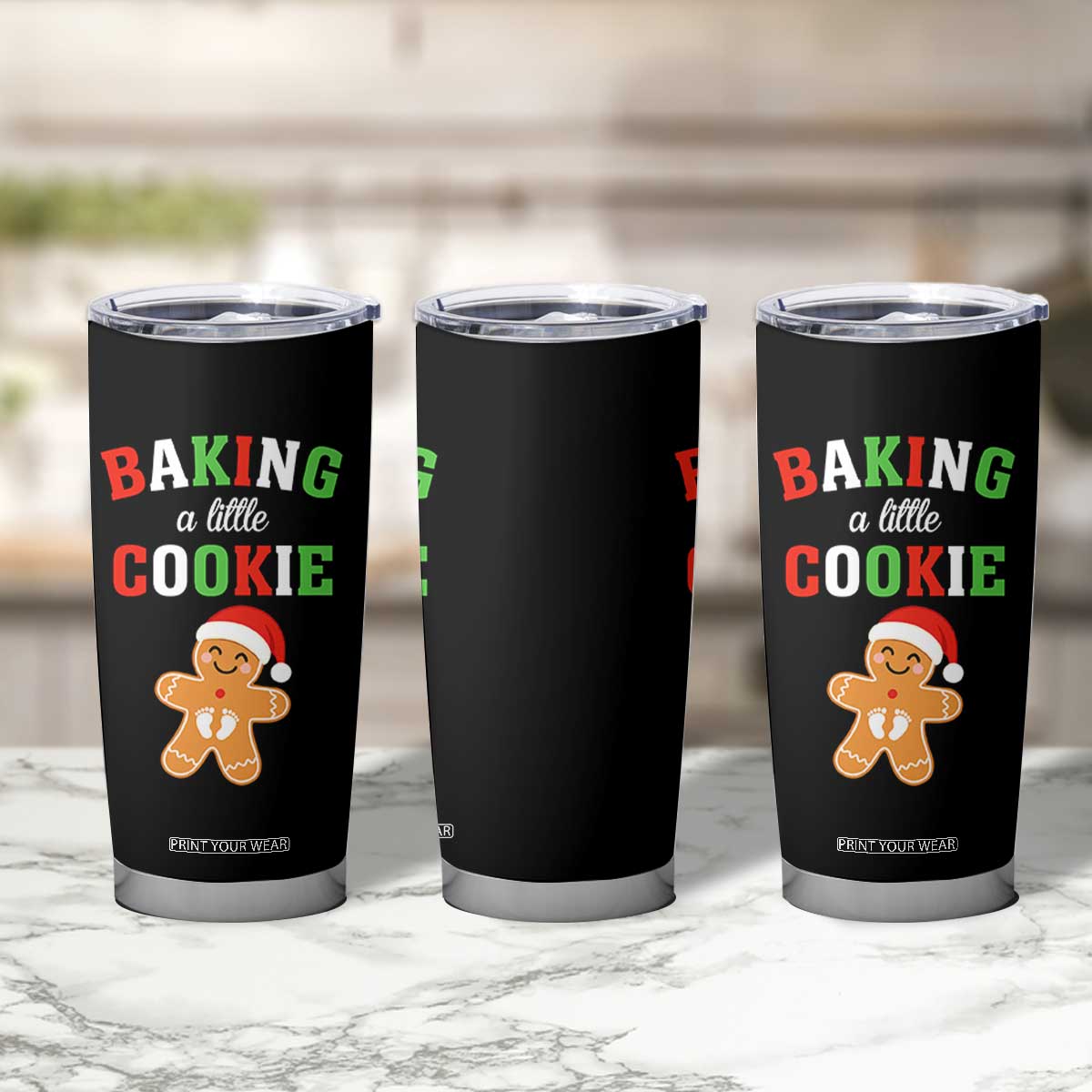 Christmas Pregnant Tumbler Cup Baking A Little Cookie Maternity Pregnancy Announcement TS10 Print Your Wear