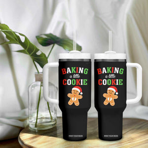Christmas Pregnant Tumbler With Handle Baking A Little Cookie Maternity Pregnancy Announcement TS10 Print Your Wear