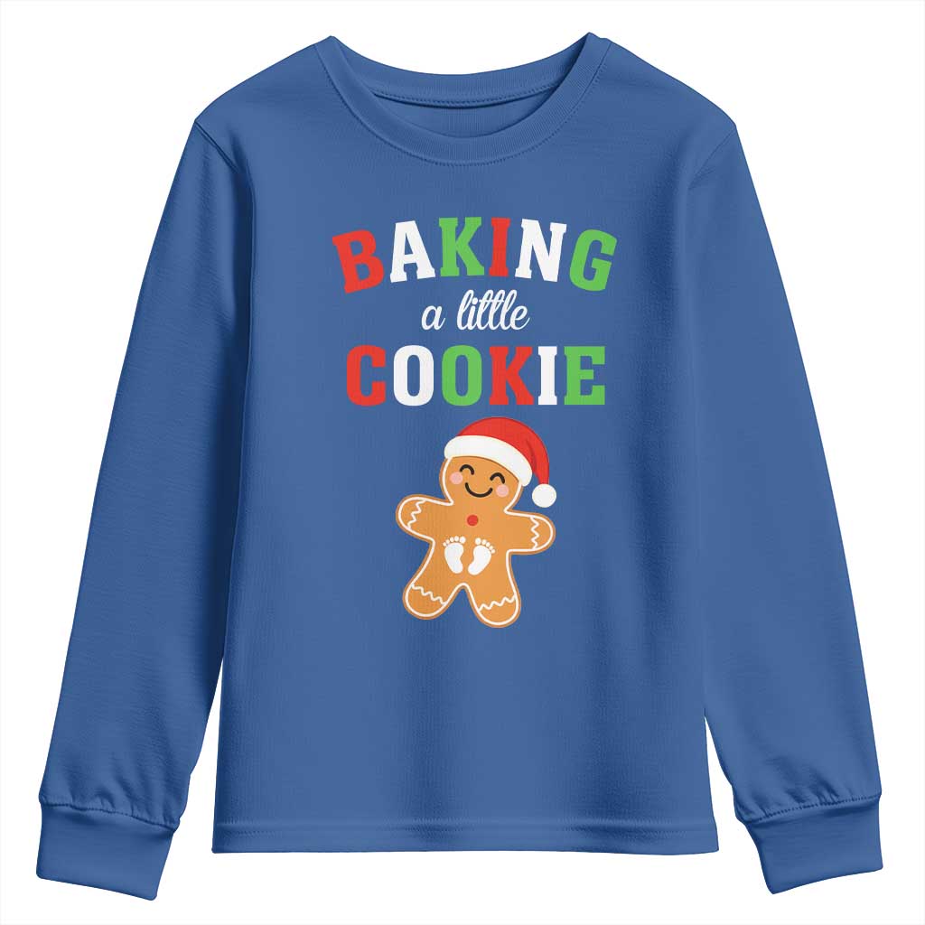 Christmas Pregnant Youth Sweatshirt Baking A Little Cookie Maternity Pregnancy Announcement TS10 Royal Blue Print Your Wear