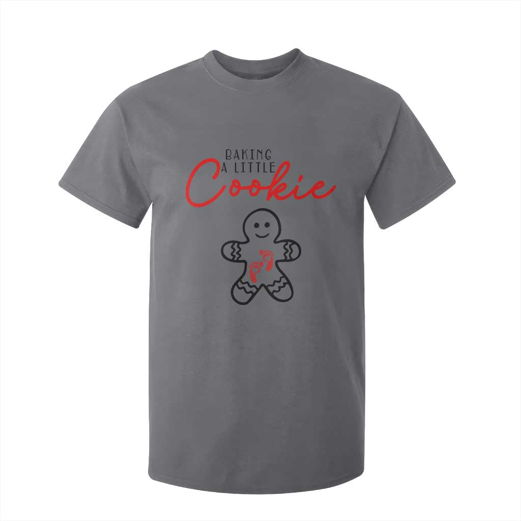 Christmas Pregnant T Shirt For Kid Baking A Little Cookie Maternity Gingerbread TS10 Charcoal Print Your Wear