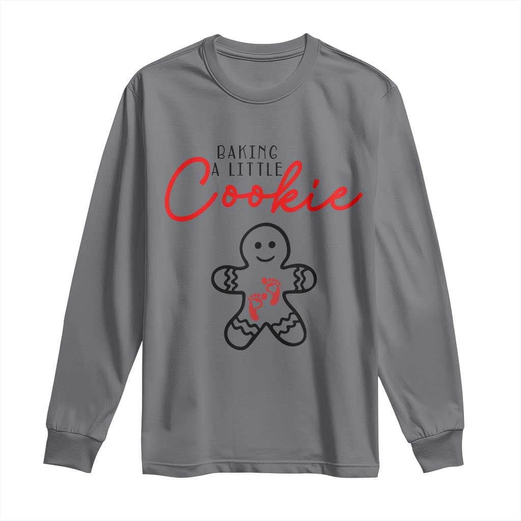 Christmas Pregnant Long Sleeve Shirt Baking A Little Cookie Maternity Gingerbread TS10 Charcoal Print Your Wear