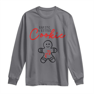 Christmas Pregnant Long Sleeve Shirt Baking A Little Cookie Maternity Gingerbread TS10 Charcoal Print Your Wear