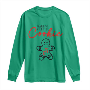 Christmas Pregnant Long Sleeve Shirt Baking A Little Cookie Maternity Gingerbread TS10 Irish Green Print Your Wear