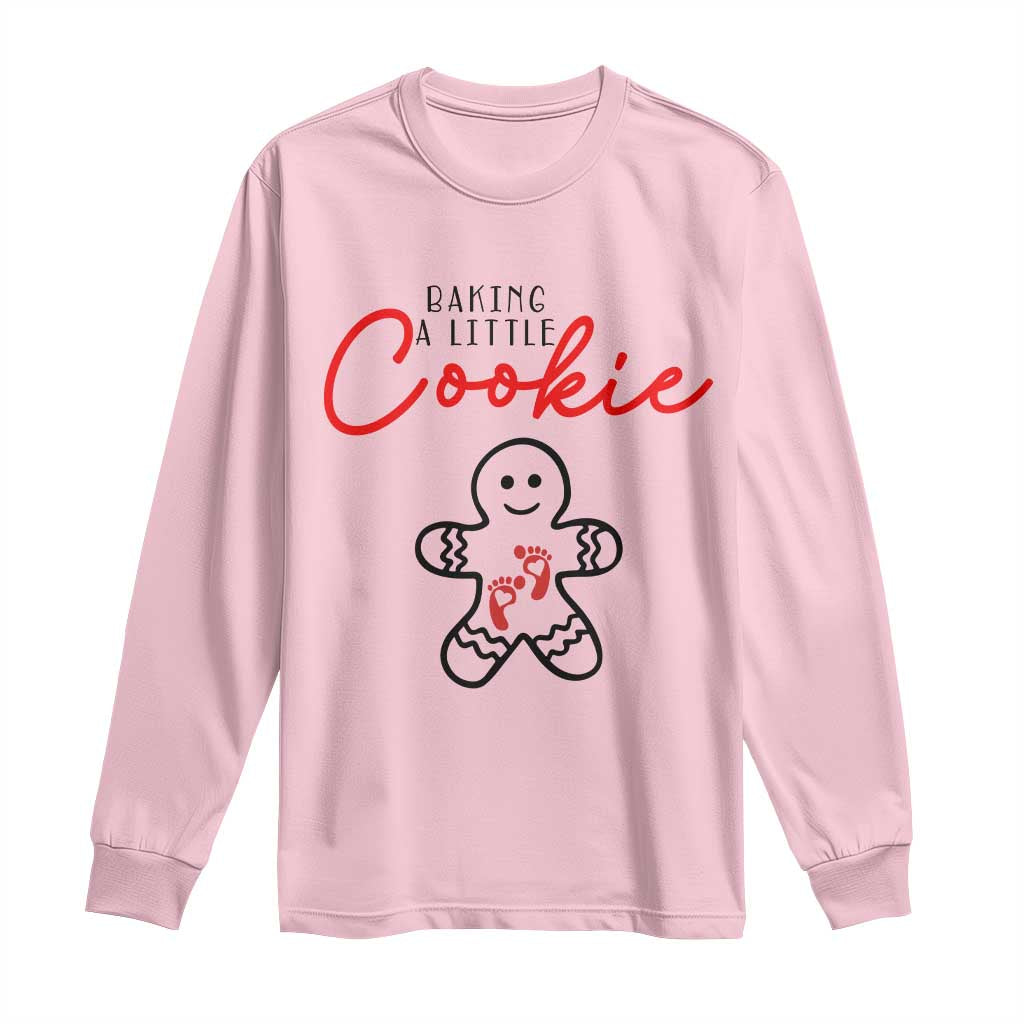 Christmas Pregnant Long Sleeve Shirt Baking A Little Cookie Maternity Gingerbread TS10 Light Pink Print Your Wear