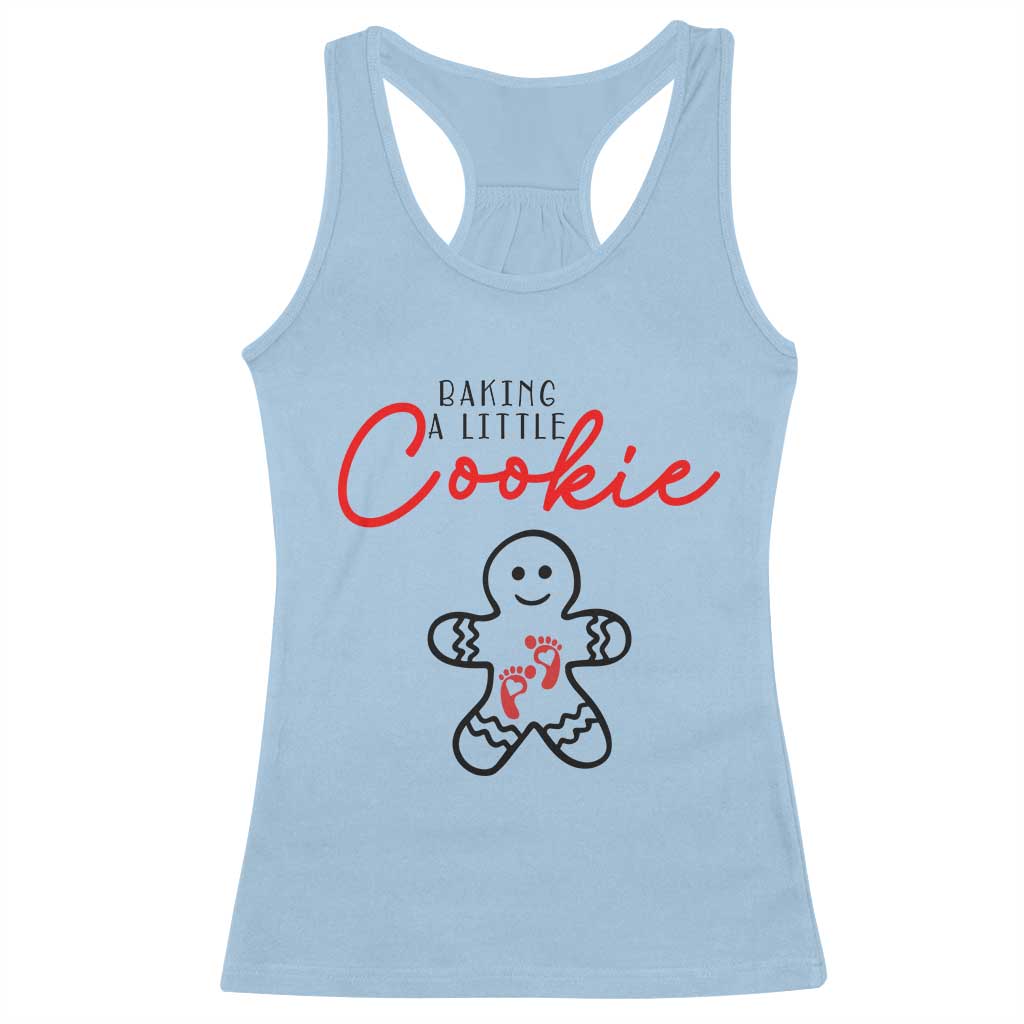 Christmas Pregnant Racerback Tank Top Baking A Little Cookie Maternity Gingerbread TS10 Light Blue Print Your Wear