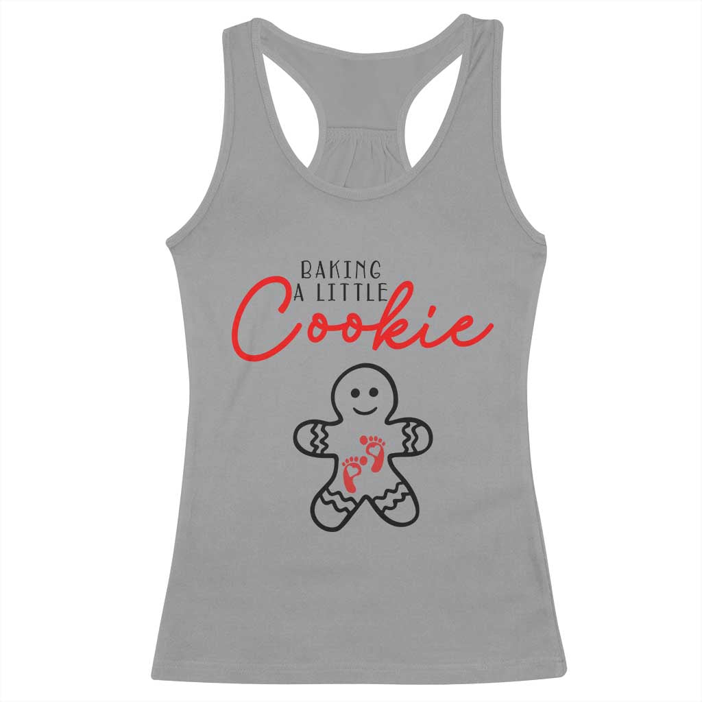 Christmas Pregnant Racerback Tank Top Baking A Little Cookie Maternity Gingerbread TS10 Sport Gray Print Your Wear