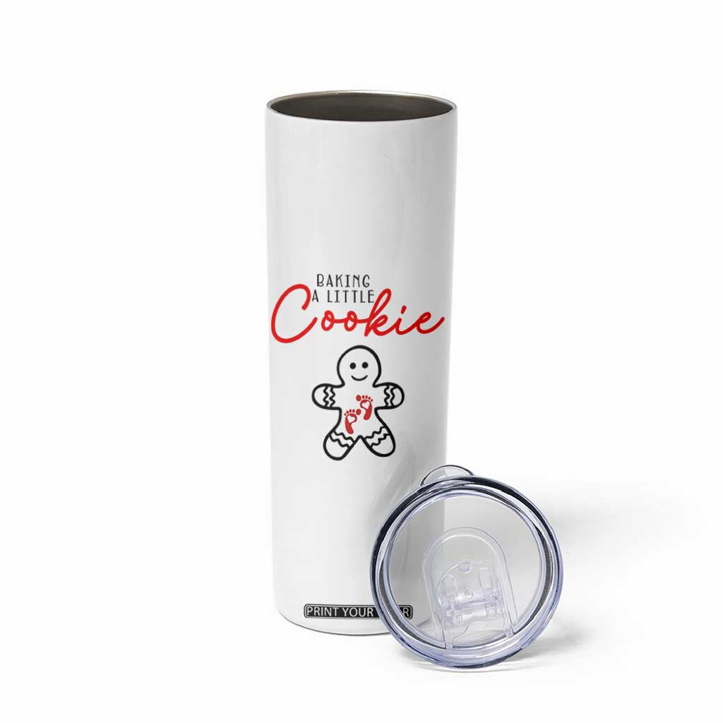 Christmas Pregnant Skinny Tumbler Baking A Little Cookie Maternity Gingerbread TS10 Print Your Wear