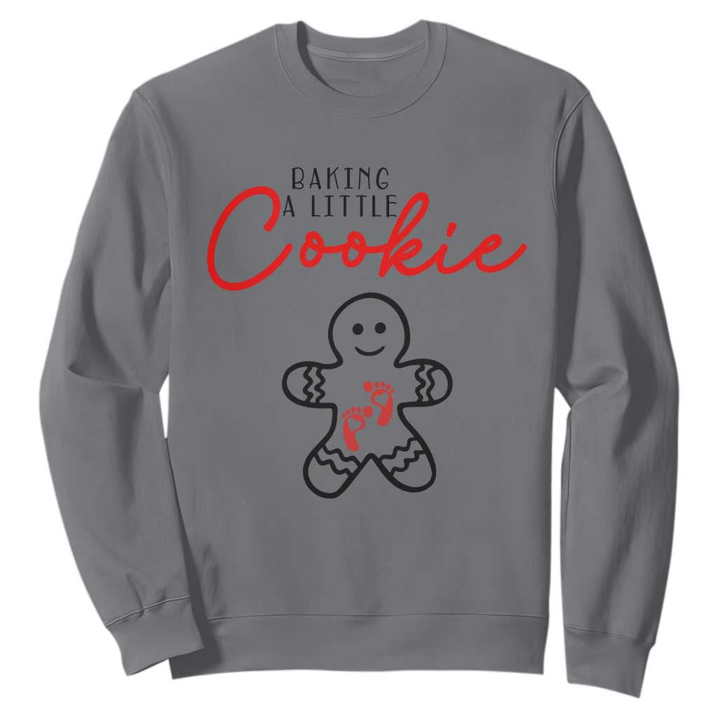 Christmas Pregnant Sweatshirt Baking A Little Cookie Maternity Gingerbread TS10 Charcoal Print Your Wear