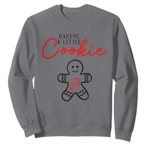 Christmas Pregnant Sweatshirt Baking A Little Cookie Maternity Gingerbread TS10 Charcoal Print Your Wear