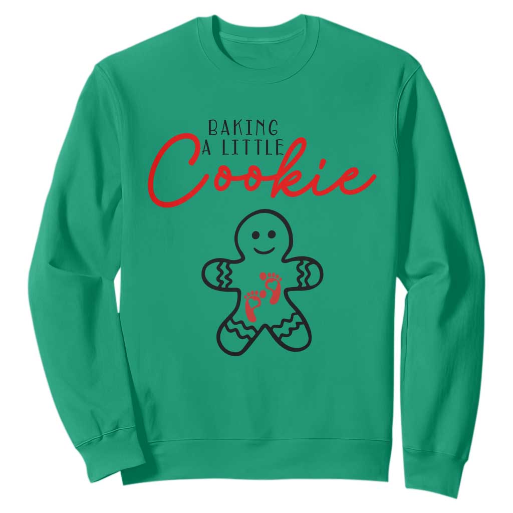 Christmas Pregnant Sweatshirt Baking A Little Cookie Maternity Gingerbread TS10 Irish Green Print Your Wear
