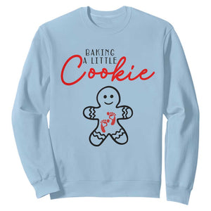 Christmas Pregnant Sweatshirt Baking A Little Cookie Maternity Gingerbread TS10 Light Blue Print Your Wear
