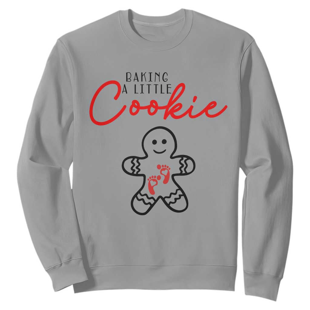Christmas Pregnant Sweatshirt Baking A Little Cookie Maternity Gingerbread TS10 Sport Gray Print Your Wear