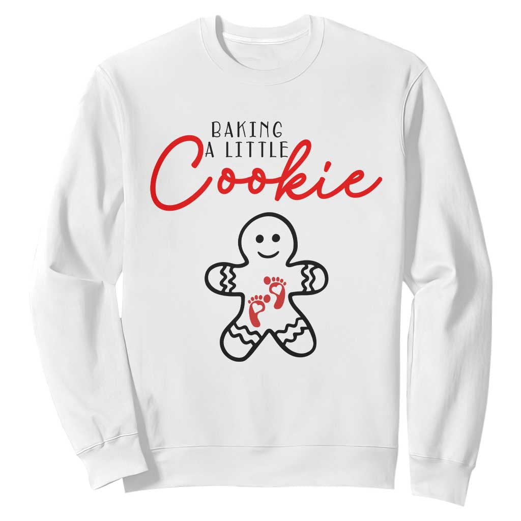 Christmas Pregnant Sweatshirt Baking A Little Cookie Maternity Gingerbread TS10 White Print Your Wear