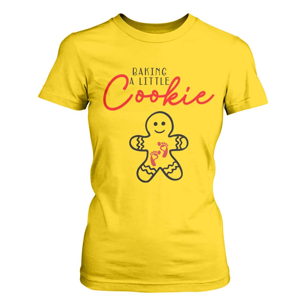 Christmas Pregnant T Shirt For Women Baking A Little Cookie Maternity Gingerbread TS10 Daisy Print Your Wear