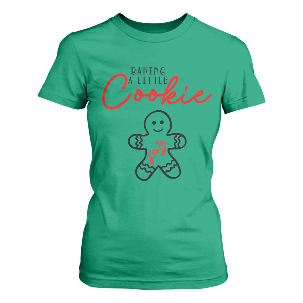Christmas Pregnant T Shirt For Women Baking A Little Cookie Maternity Gingerbread TS10 Irish Green Print Your Wear