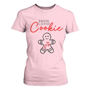 Christmas Pregnant T Shirt For Women Baking A Little Cookie Maternity Gingerbread TS10 Light Pink Print Your Wear