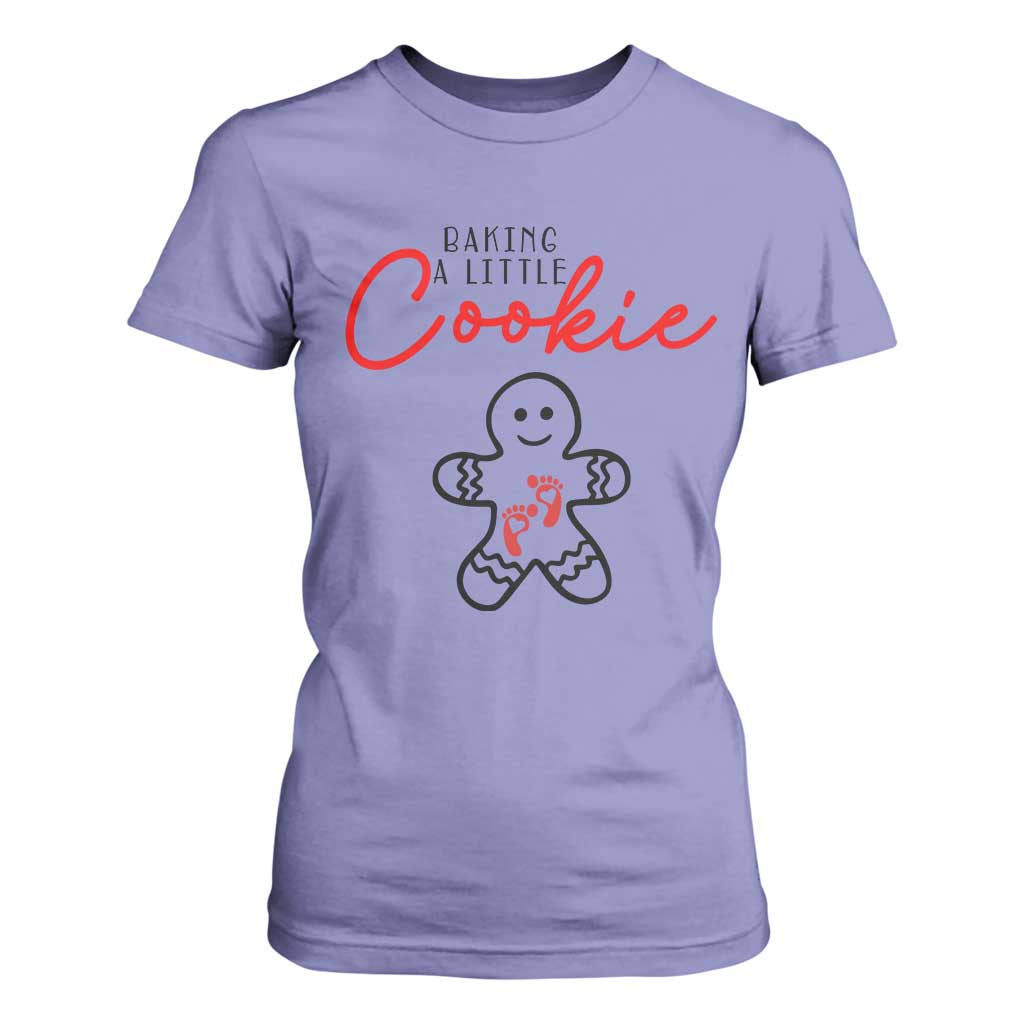 Christmas Pregnant T Shirt For Women Baking A Little Cookie Maternity Gingerbread TS10 Violet Print Your Wear