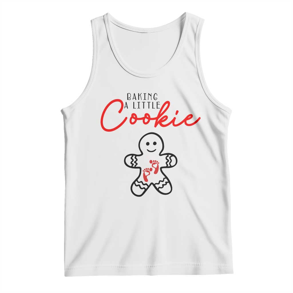 Christmas Pregnant Tank Top Baking A Little Cookie Maternity Gingerbread TS10 White Print Your Wear