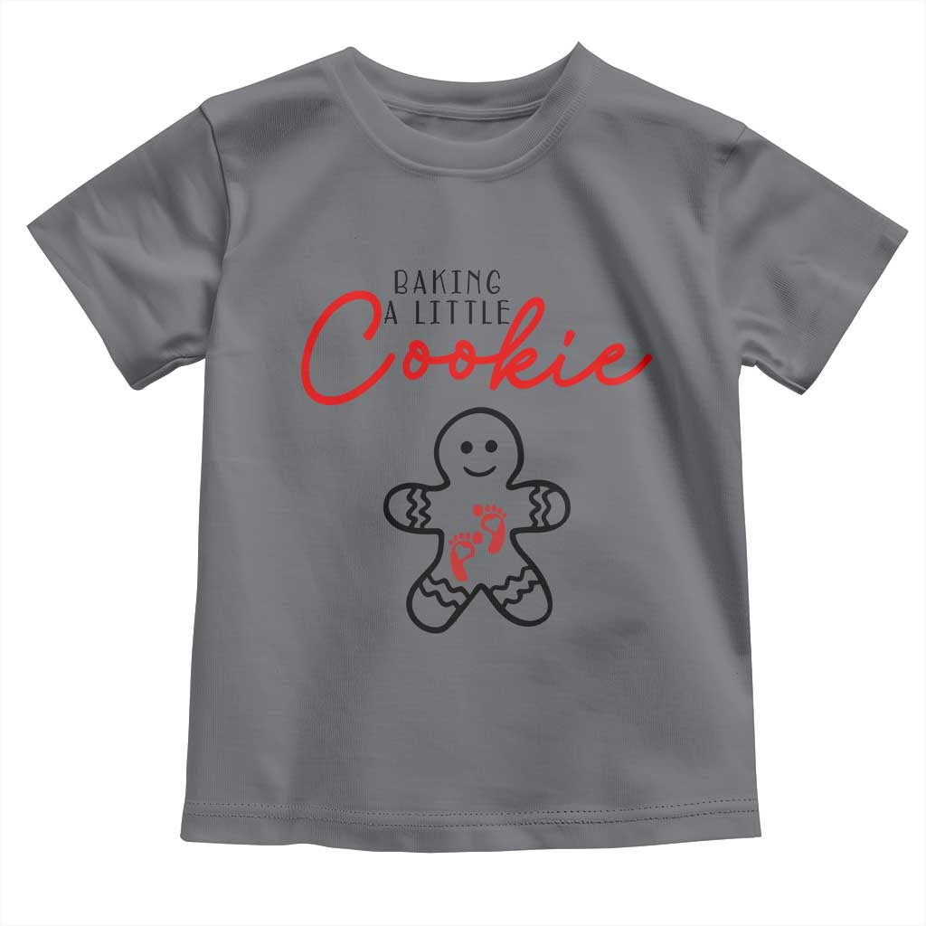 Christmas Pregnant Toddler T Shirt Baking A Little Cookie Maternity Gingerbread TS10 Charcoal Print Your Wear