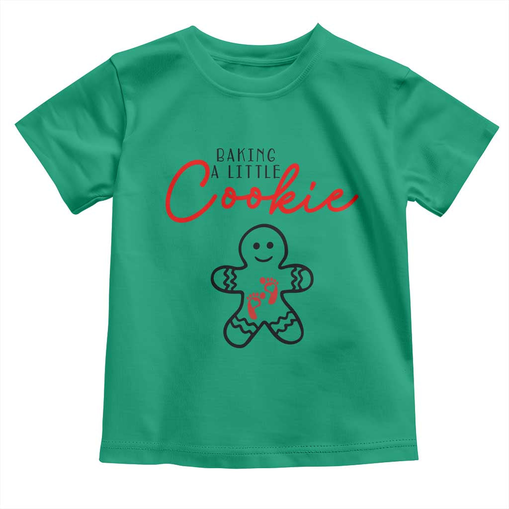 Christmas Pregnant Toddler T Shirt Baking A Little Cookie Maternity Gingerbread TS10 Irish Green Print Your Wear
