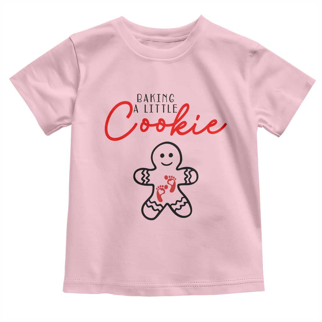 Christmas Pregnant Toddler T Shirt Baking A Little Cookie Maternity Gingerbread TS10 Light Pink Print Your Wear