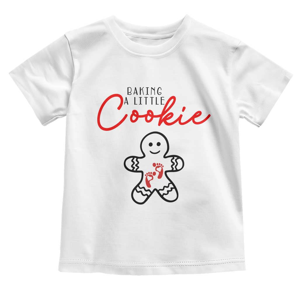 Christmas Pregnant Toddler T Shirt Baking A Little Cookie Maternity Gingerbread TS10 White Print Your Wear