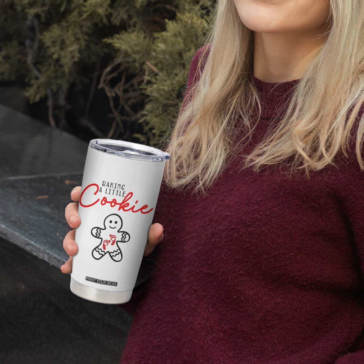 Christmas Pregnant Tumbler Cup Baking A Little Cookie Maternity Gingerbread TS10 Print Your Wear