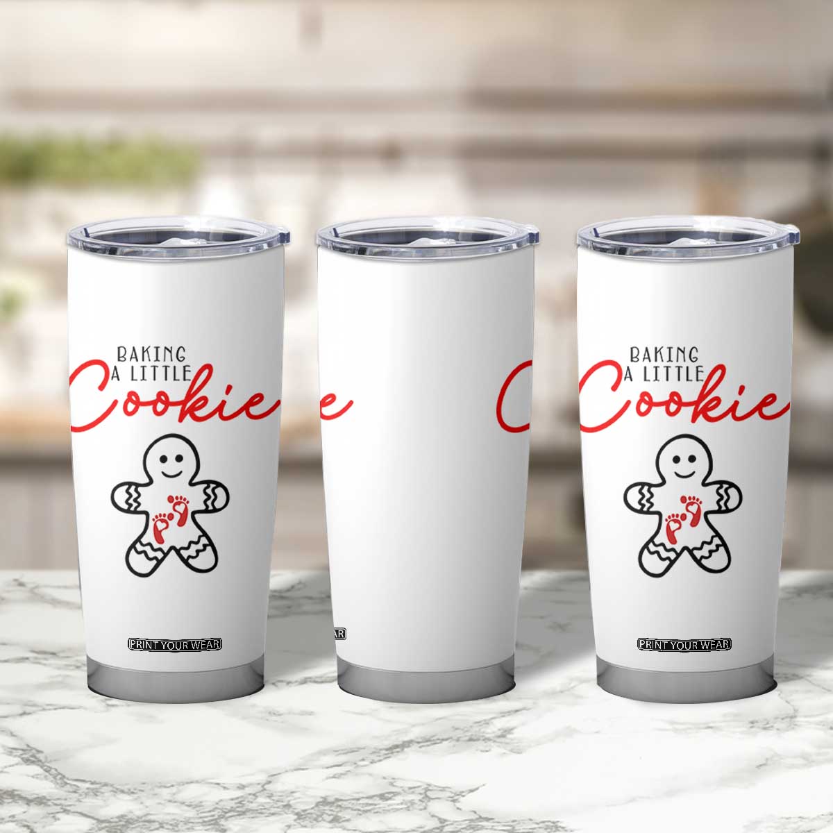 Christmas Pregnant Tumbler Cup Baking A Little Cookie Maternity Gingerbread TS10 Print Your Wear