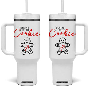 Christmas Pregnant Tumbler With Handle Baking A Little Cookie Maternity Gingerbread TS10 One Size: 40 oz White Print Your Wear