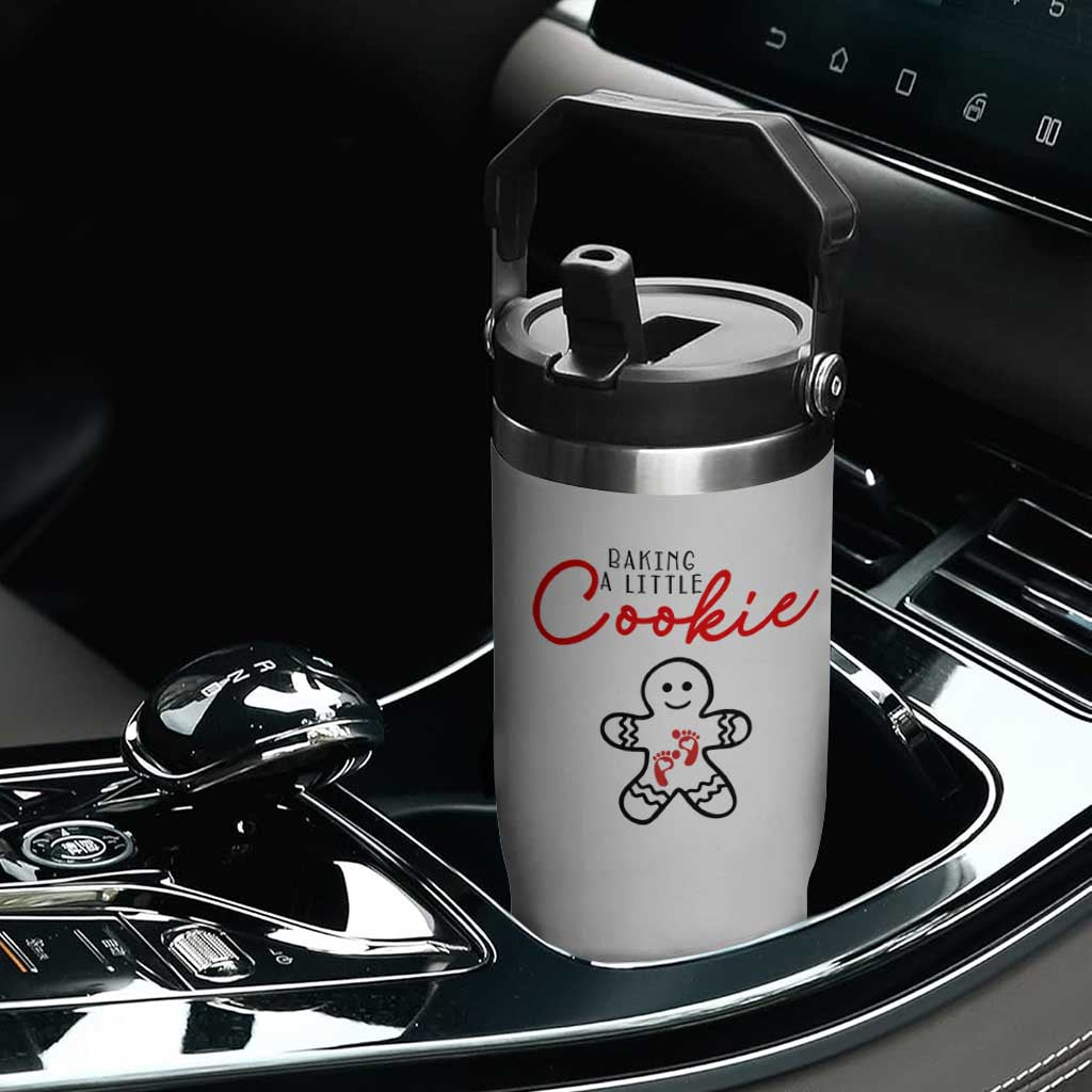 Christmas Pregnant Flip Straw Tumbler Baking A Little Cookie Maternity Gingerbread TS10 Print Your Wear