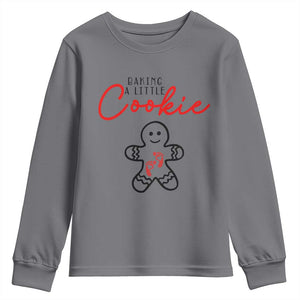 Christmas Pregnant Youth Sweatshirt Baking A Little Cookie Maternity Gingerbread TS10 Charcoal Print Your Wear