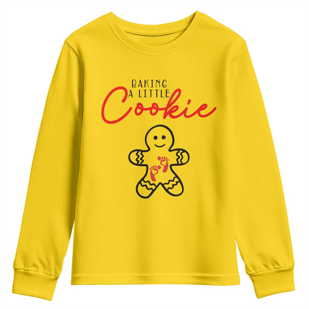 Christmas Pregnant Youth Sweatshirt Baking A Little Cookie Maternity Gingerbread TS10 Daisy Print Your Wear