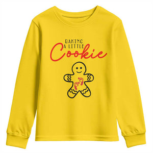 Christmas Pregnant Youth Sweatshirt Baking A Little Cookie Maternity Gingerbread TS10 Daisy Print Your Wear
