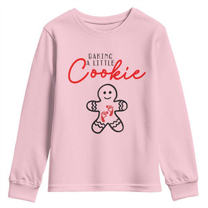 Christmas Pregnant Youth Sweatshirt Baking A Little Cookie Maternity Gingerbread TS10 Light Pink Print Your Wear