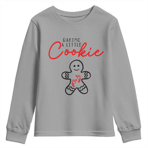 Christmas Pregnant Youth Sweatshirt Baking A Little Cookie Maternity Gingerbread TS10 Sport Gray Print Your Wear