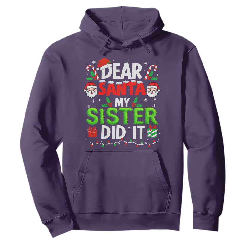 Dear Santa My Sister Did It Funny Christmas Hoodie Boys Girls Kids TS10 Purple Print Your Wear