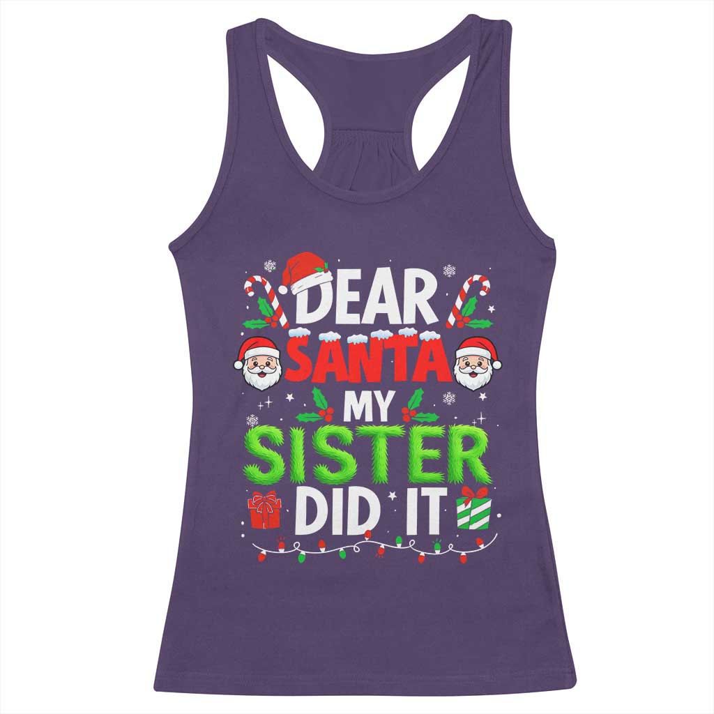 Dear Santa My Sister Did It Funny Christmas Racerback Tank Top Boys Girls Kids TS10 Purple Print Your Wear