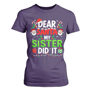 Dear Santa My Sister Did It Funny Christmas T Shirt For Women Boys Girls Kids TS10 Purple Print Your Wear
