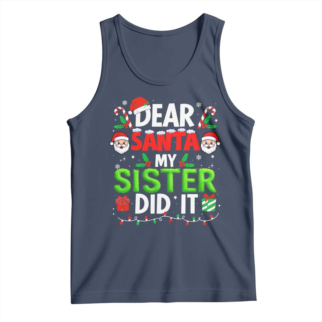 Dear Santa My Sister Did It Funny Christmas Tank Top Boys Girls Kids TS10 Navy Print Your Wear