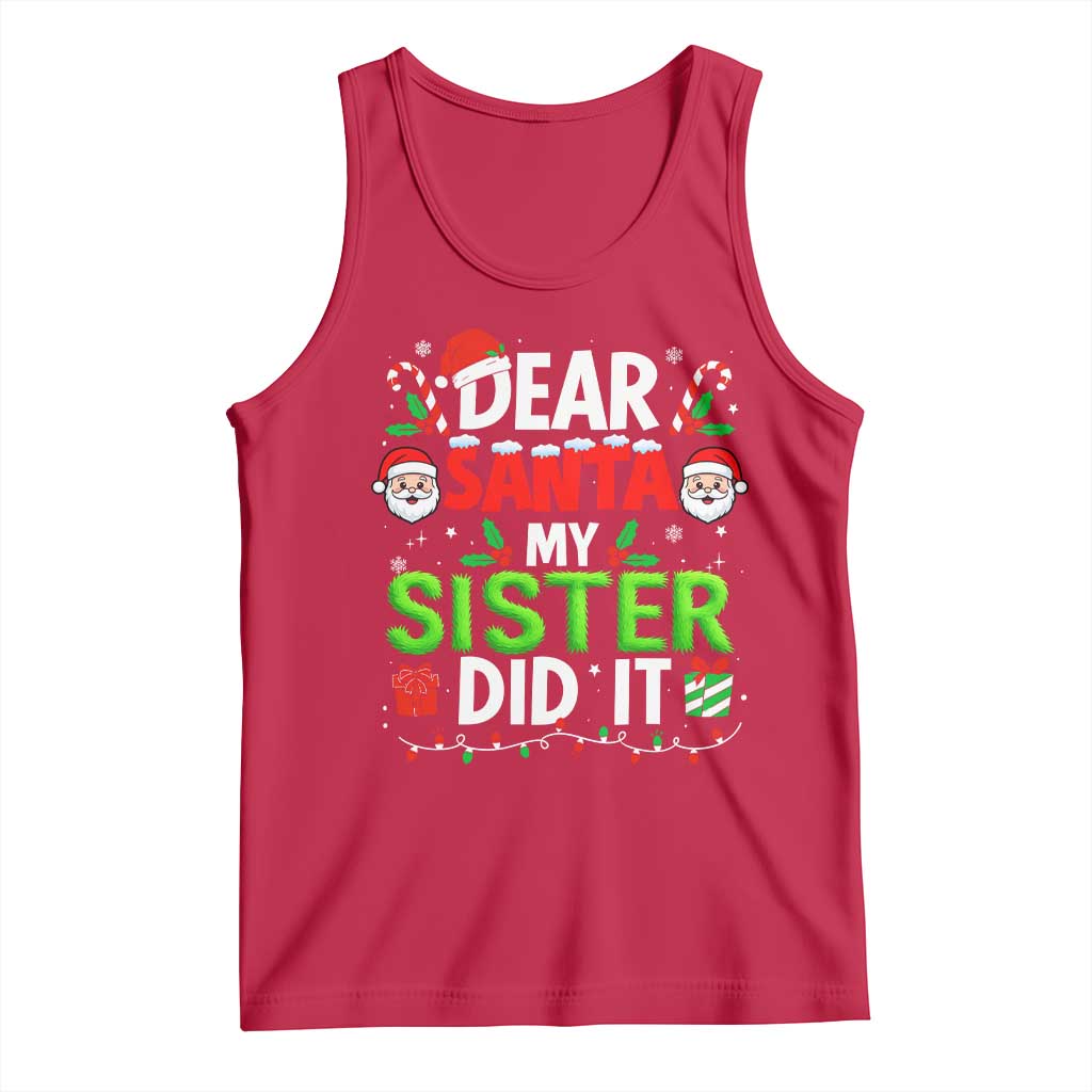 Dear Santa My Sister Did It Funny Christmas Tank Top Boys Girls Kids TS10 Red Print Your Wear