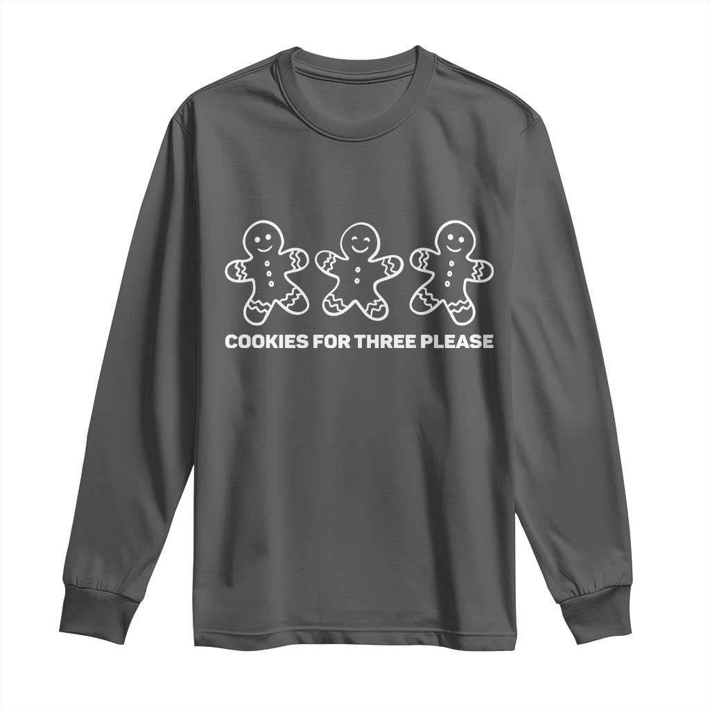 Cookies For Three Please Pregnancy Announcement Christmas Long Sleeve Shirt - Print Your Wear