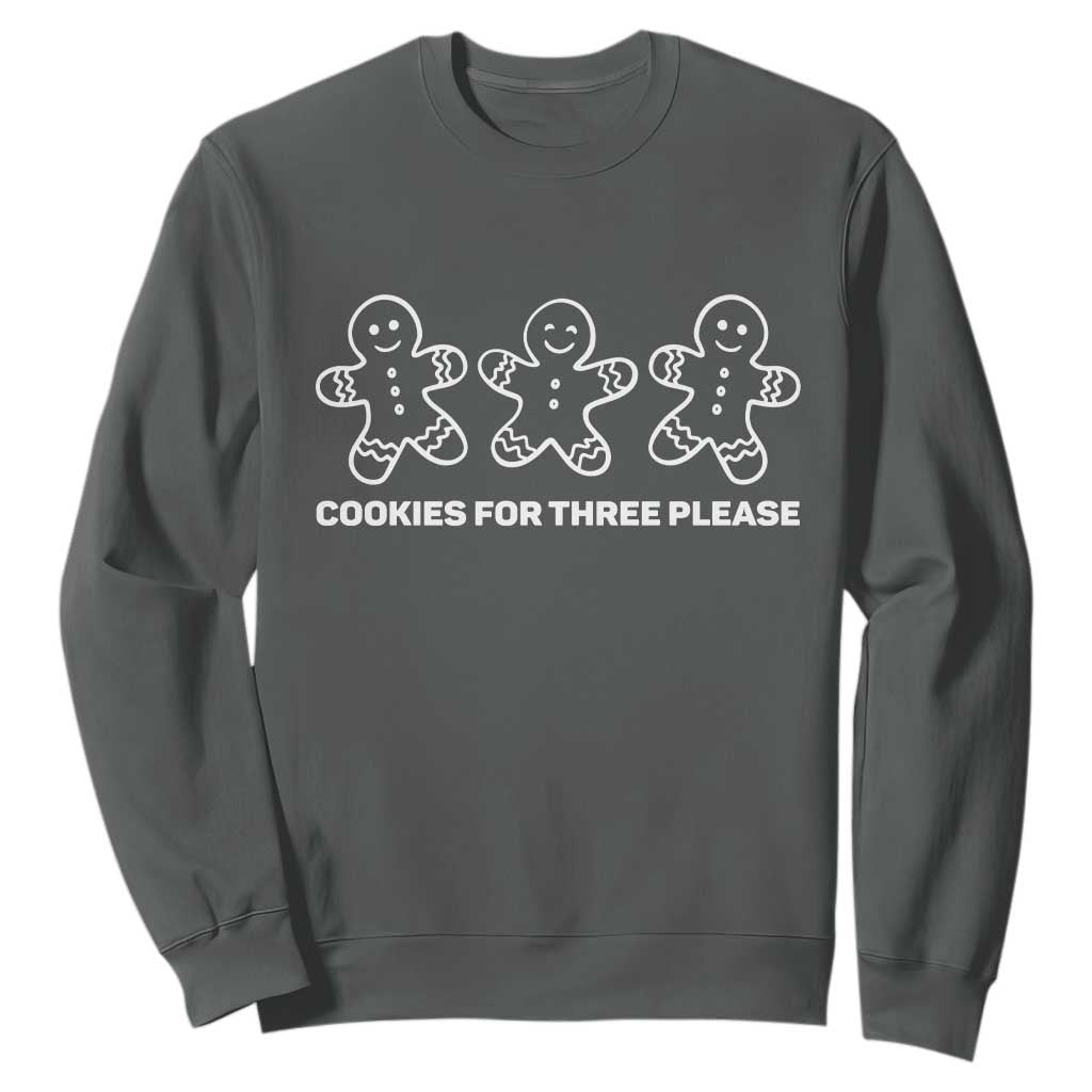 Cookies For Three Please Pregnancy Announcement Christmas Sweatshirt TS10 Dark Heather Print Your Wear