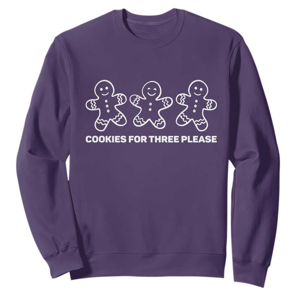 Cookies For Three Please Pregnancy Announcement Christmas Sweatshirt TS10 Purple Print Your Wear