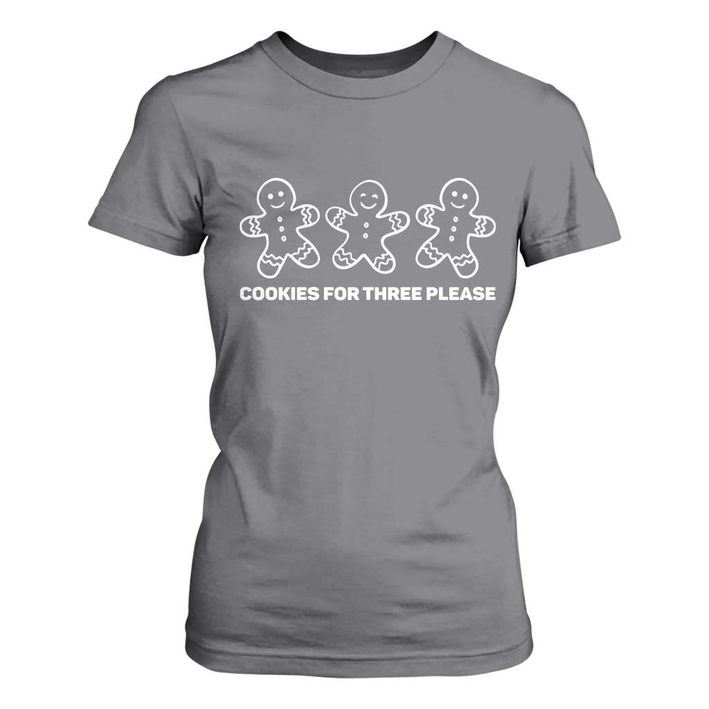 Cookies For Three Please Pregnancy Announcement Christmas T Shirt For Women TS10 Charcoal Print Your Wear