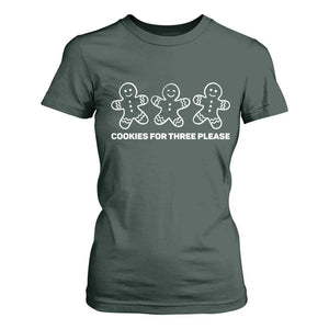 Cookies For Three Please Pregnancy Announcement Christmas T Shirt For Women TS10 Dark Forest Green Print Your Wear