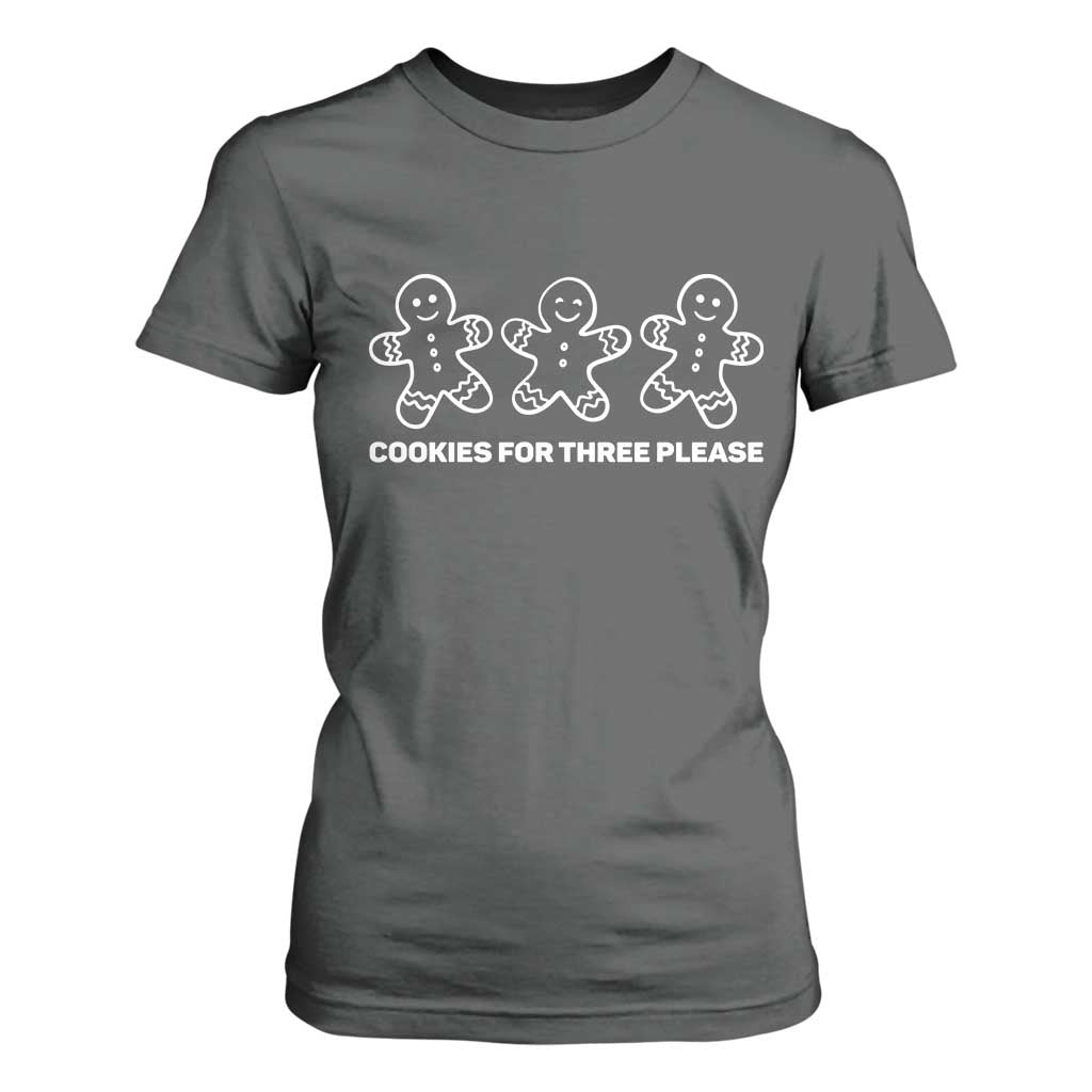 Cookies For Three Please Pregnancy Announcement Christmas T Shirt For Women TS10 Dark Heather Print Your Wear