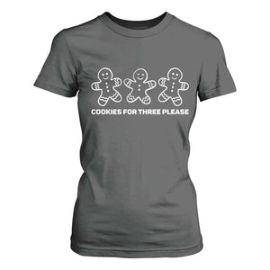 Cookies For Three Please Pregnancy Announcement Christmas T Shirt For Women TS10 Dark Heather Print Your Wear
