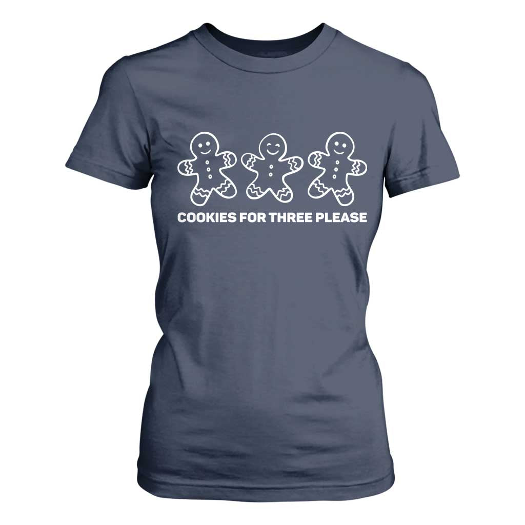 Cookies For Three Please Pregnancy Announcement Christmas T Shirt For Women TS10 Navy Print Your Wear