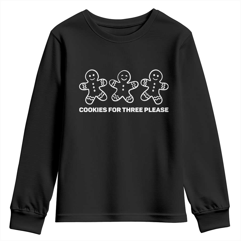 Cookies For Three Please Pregnancy Announcement Christmas Youth Sweatshirt TS10 Black Print Your Wear