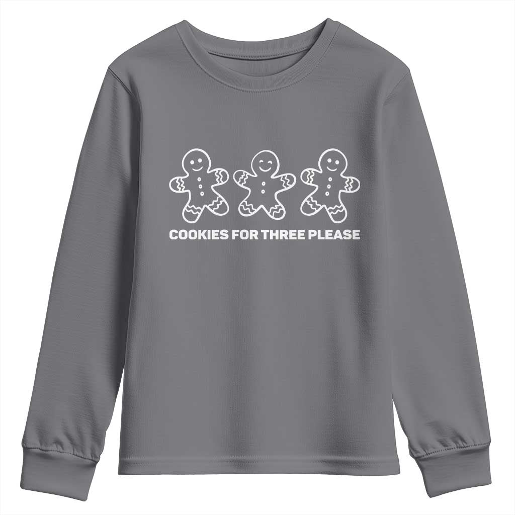 Cookies For Three Please Pregnancy Announcement Christmas Youth Sweatshirt TS10 Charcoal Print Your Wear